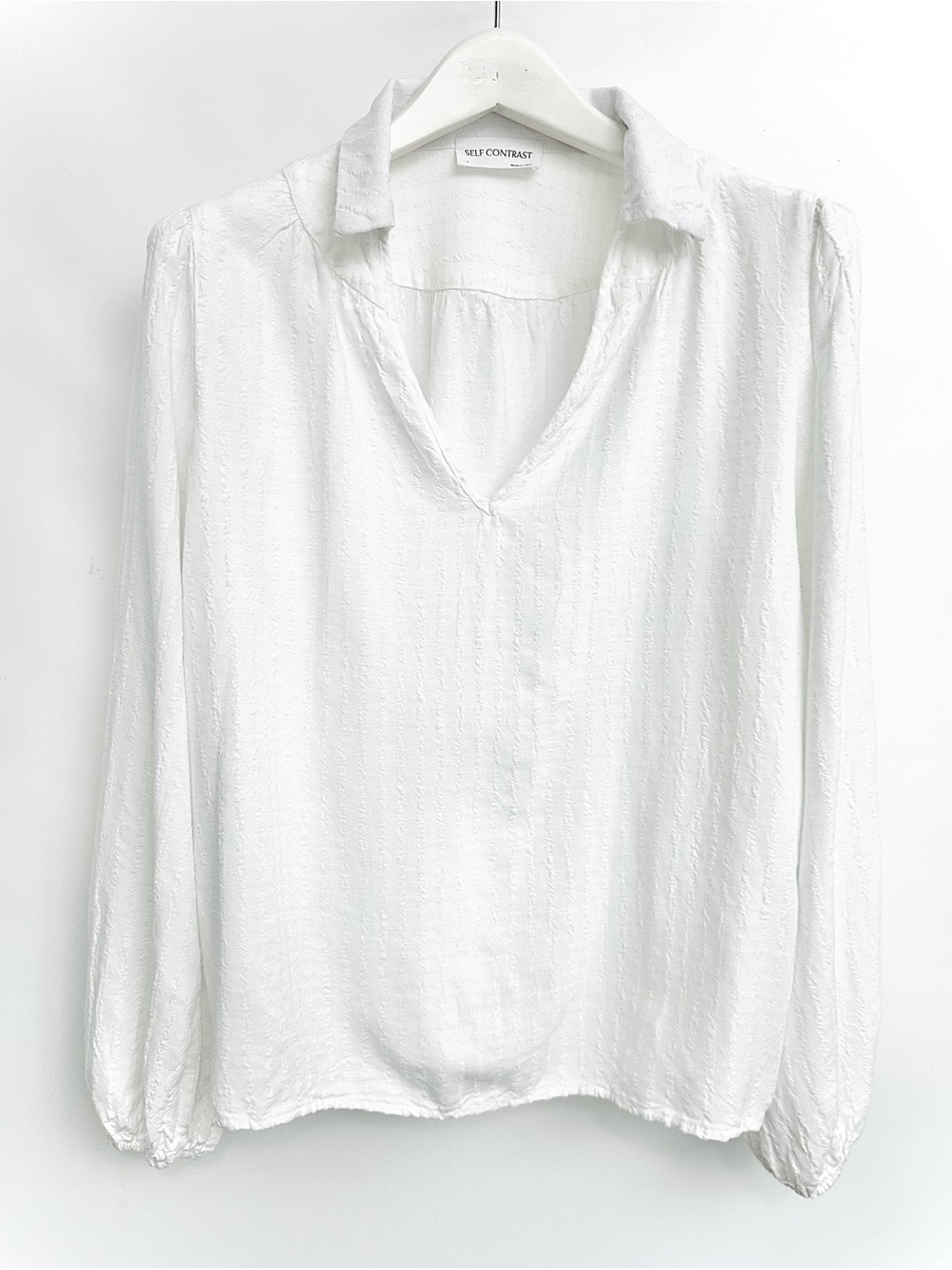 Self Contrast Long Sleeve Blouse